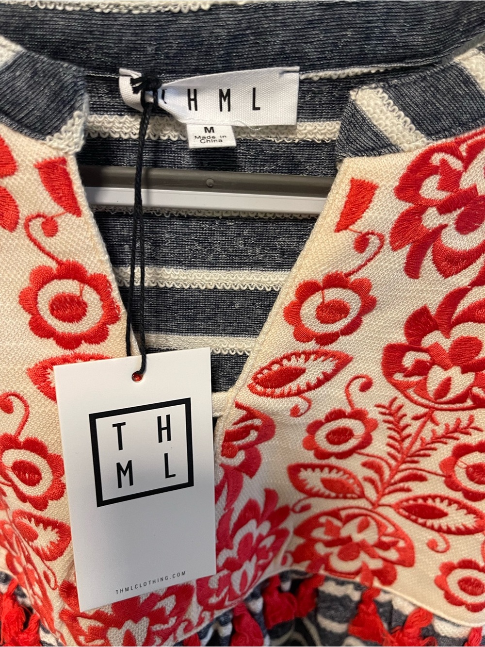 THML Navy Striped Tank with Red Floral Embroidery - Picture 4 of 5